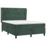 Cama box spring con colchón terciopelo verde oscuro 140x200 cm de , Camas y somieres - Ref: Foro24-3129396, Precio: 570,81 €,...