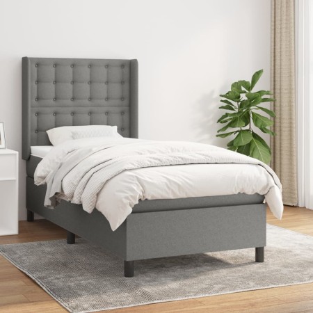 Cama box spring con colchón tela gris oscuro 100x200 cm de , Camas y somieres - Ref: Foro24-3131730, Precio: 374,57 €, Descue...