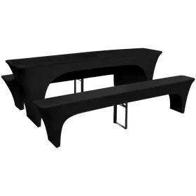 3 fundas negras estirables para mesa y 2 bancos 220x70x80 cm de vidaXL, Fundas - Ref: Foro24-130795, Precio: 38,34 €, Descuen...