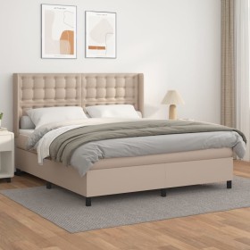 Cama box spring con colchón cuero sintético capuchino 180x200cm de , Camas y somieres - Ref: Foro24-3132518, Precio: 675,12 €...