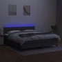 Cama box spring colchón y luces LED tela gris oscuro 160x200 cm de , Camas y somieres - Ref: Foro24-3133486, Precio: 527,03 €...