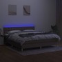 Cama box spring con colchón LED tela gris taupe 160x200 cm de , Camas y somieres - Ref: Foro24-3134049, Precio: 518,46 €, Des...