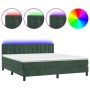 Cama box spring colchón y LED terciopelo verde oscuro 180x200cm de , Camas y somieres - Ref: Foro24-3134660, Precio: 546,98 €...