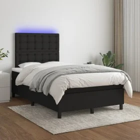 Box spring bed with LED mattress black fabric 120x200 cm by , Beds and slatted bases - Ref: Foro24-3135183, Price: 459,24 €, ...