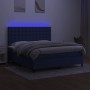 Cama box spring colchón y luces LED tela azul 160x200 cm de , Camas y somieres - Ref: Foro24-3135211, Precio: 560,15 €, Descu...