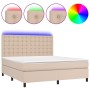 Cama box spring colchón LED cuero sintético capuchino 180x200cm de , Camas y somieres - Ref: Foro24-3135962, Precio: 664,48 €...