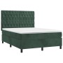 Cama box spring colchón y LED terciopelo verde oscuro 140x200cm de , Camas y somieres - Ref: Foro24-3136308, Precio: 530,16 €...