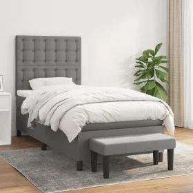 Box spring bed with dark gray fabric mattress 80x200 cm by , Beds and slatted bases - Ref: Foro24-3136870, Price: 391,74 €, D...