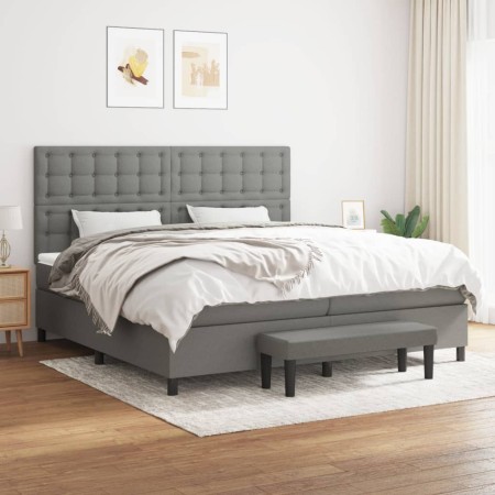 Cama box spring con colchón tela gris oscuro 200x200 cm de , Camas y somieres - Ref: Foro24-3136942, Precio: 765,78 €, Descue...
