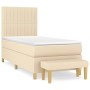 Cama box spring con colchón tela color crema 90x190 cm de , Camas y somieres - Ref: Foro24-3137282, Precio: 377,35 €, Descuen...