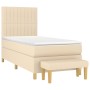 Cama box spring con colchón tela color crema 90x190 cm de , Camas y somieres - Ref: Foro24-3137282, Precio: 377,35 €, Descuen...