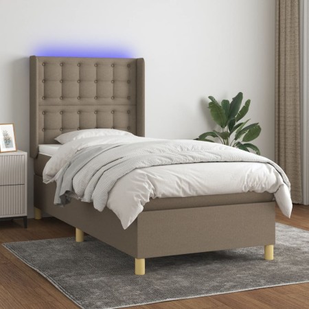 Cama box spring colchón y luces LED tela gris taupe 90x200 cm de , Camas y somieres - Ref: Foro24-3139169, Precio: 400,90 €, ...
