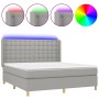 Cama box spring colchón y luces LED tela gris claro 160x200 cm de , Camas y somieres - Ref: Foro24-3139205, Precio: 589,33 €,...