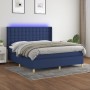 Cama box spring colchón y luces LED tela azul 160x200 cm de , Camas y somieres - Ref: Foro24-3139211, Precio: 587,32 €, Descu...