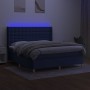 Cama box spring colchón y luces LED tela azul 160x200 cm de , Camas y somieres - Ref: Foro24-3139211, Precio: 587,32 €, Descu...