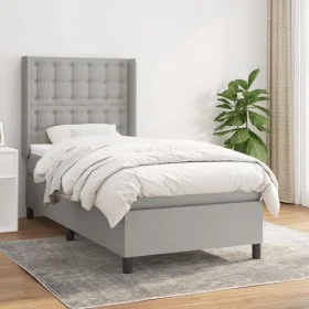 Box spring bed with light gray fabric mattress 80x200 cm by , Beds and slatted bases - Ref: Foro24-3131705, Price: 320,20 €, ...