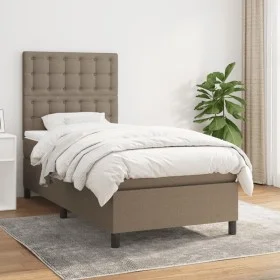 Box spring bed with taupe gray fabric mattress 90x190 cm by , Beds and slatted bases - Ref: Foro24-3142061, Price: 367,49 €, ...