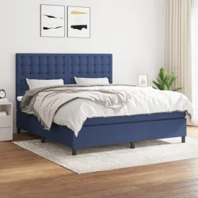 Boxspringbett mit blauer Stoffmatratze 160x200 cm von , Betten und Lattenroste - Ref: Foro24-3142111, Preis: 553,36 €, Rabatt: %