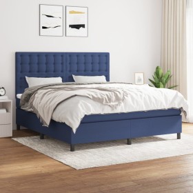 Cama box spring con colchón tela azul 160x200 cm de , Camas y somieres - Ref: Foro24-3142111, Precio: 551,59 €, Descuento: %