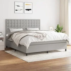 Cama box spring con colchón tela gris claro 160x200 cm de , Camas y somieres - Ref: Foro24-3142105, Precio: 563,42 €, Descuen...