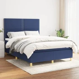 Cama box spring con colchón tela azul 140x190 cm de , Camas y somieres - Ref: Foro24-3142255, Precio: 478,58 €, Descuento: %