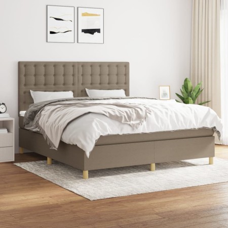 Cama box spring con colchón tela gris taupe 160x200 cm de , Camas y somieres - Ref: Foro24-3142669, Precio: 606,44 €, Descuen...