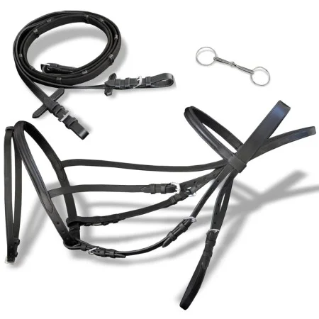 Brida Flash de Cuero Negro con Riendas y Bocado (Caballo Percherón) de vidaXL, Cabezadas - Ref: Foro24-90896, Precio: 39,53 €...