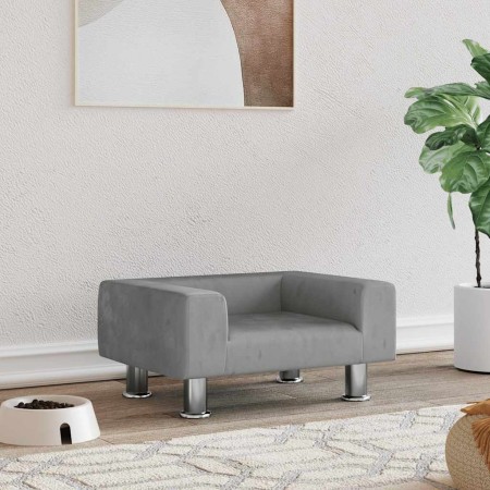 Cama para perros de terciopelo gris claro 50x40x26,5 cm en Camas para perros | Comprar online en Foru.es