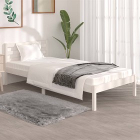 Estructura de cama madera maciza de pino blanco 90x190 cm de , Camas y somieres - Ref: Foro24-810396, Precio: 74,54 €, Descue...