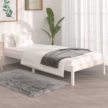 Estructura de cama madera maciza de pino blanco 90x190 cm de , Camas y somieres - Ref: Foro24-810396, Precio: 74,54 €, Descue...