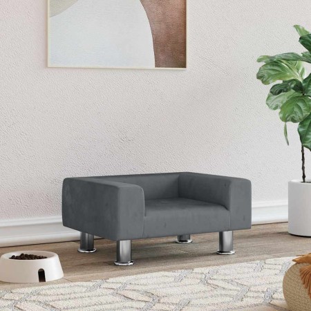 Cama para perros de terciopelo gris oscuro 50x40x26,5 cm en Camas para perros | Comprar online en Foru.es