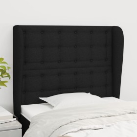 Cabecero con orejas de tela negro 83x23x118/128 cm de , Cabeceros y pies de cama - Ref: Foro24-3118366, Precio: 84,39 €, Desc...
