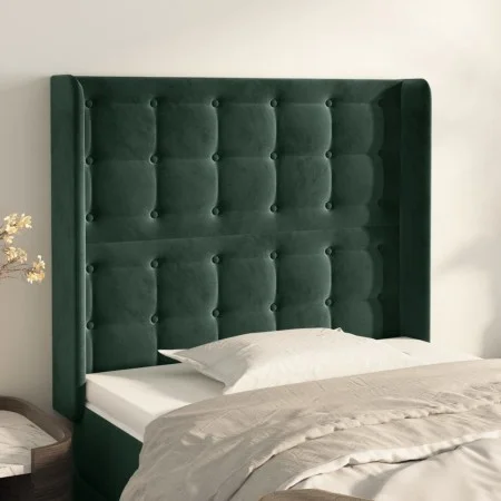 Headboard with dark green velvet ears 103x16x118/128cm by , Headboards and footboards - Ref: Foro24-3120059, Price: 87,08 €, ...