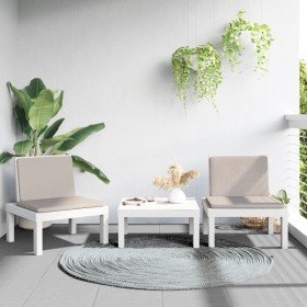 Juego de muebles de jardín 3 piezas con cojines PP blanco en Conjuntos de jardín | Comprar online en Foru.es