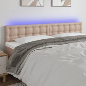 Cabecero con LED cuero sintético color capuchino 180x5x78/88 cm de , Cabeceros y pies de cama - Ref: Foro24-3121719, Precio: ...
