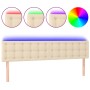 Cabecero con LED de tela color crema 160x5x78/88 cm de , Cabeceros y pies de cama - Ref: Foro24-3122057, Precio: 72,61 €, Des...