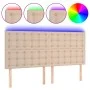 Kopfteil mit LED-Beleuchtung, Cappuccino-Kunstleder, 180 x 5 x 118/128 cm von , Kopf- und Fußteile - Ref: Foro24-3122531, Pre...