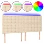 Kopfteil mit LED-Leuchten, cremefarbener Stoff, 160 x 5 x 118/128 cm von , Kopf- und Fußteile - Ref: Foro24-3122869, Preis: 1...