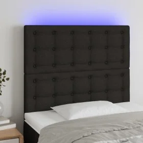 Cabecero con luces LED tela negro 80x5x118/128 cm de , Cabeceros y pies de cama - Ref: Foro24-3122834, Precio: 76,96 €, Descu...