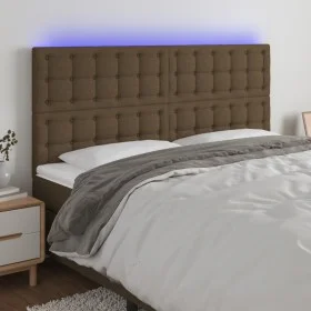 Cabecero con luces LED tela marrón oscuro 200x5x118/128 cm de , Cabeceros y pies de cama - Ref: Foro24-3122883, Precio: 148,7...