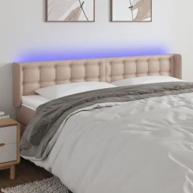 Cabecero con LED cuero sintético capuchino 183x16x78/88 cm de , Cabeceros y pies de cama - Ref: Foro24-3123343, Precio: 92,52...