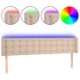 Cabecero con LED cuero sintético capuchino 183x16x78/88 cm de , Cabeceros y pies de cama - Ref: Foro24-3123343, Precio: 92,52...