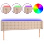Cabecero con LED cuero sintético capuchino 183x16x78/88 cm de , Cabeceros y pies de cama - Ref: Foro24-3123343, Precio: 94,31...