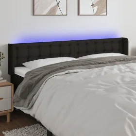Cabecero con LED de tela negro 163x16x78/88 cm de , Cabeceros y pies de cama - Ref: Foro24-3123678, Precio: 79,44 €, Descuent...