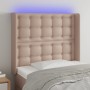 Cabecero con LED cuero sintético capuchino 93x16x118/128cm de , Cabeceros y pies de cama - Ref: Foro24-3124131, Precio: 95,43...