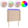 Cabecero con LED cuero sintético capuchino 93x16x118/128cm de , Cabeceros y pies de cama - Ref: Foro24-3124131, Precio: 97,39...