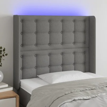 Dark gray fabric headboard with LED 83x16x118/128 cm by , Headboards and footboards - Ref: Foro24-3124457, Price: 103,27 €, D...