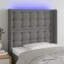 Dark gray fabric headboard with LED 83x16x118/128 cm by , Headboards and footboards - Ref: Foro24-3124457, Price: 103,27 €, D...