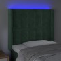 Cabecero con LED de terciopelo verde oscuro 103x16x118/128 cm de , Cabeceros y pies de cama - Ref: Foro24-3124527, Precio: 96...