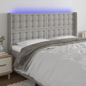 Hellgraues Stoffkopfteil mit LED 203x16x118/128 cm von , Kopf- und Fußteile - Ref: Foro24-3124504, Preis: 132,14 €, Rabatt: %